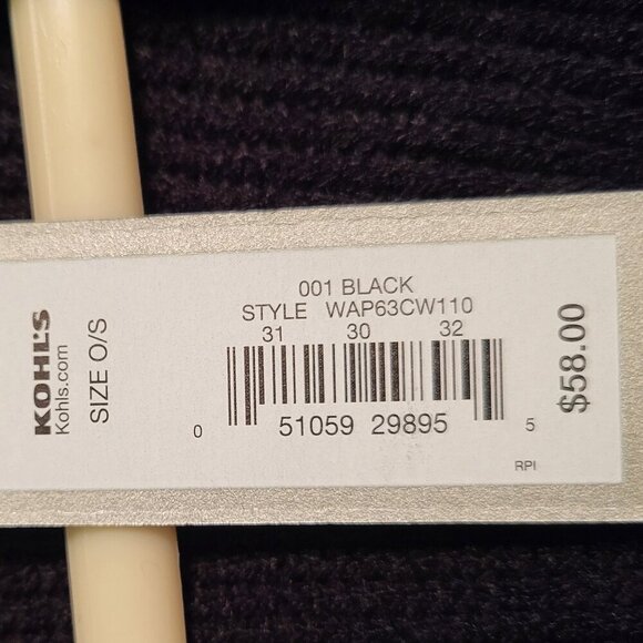 NWT Black w Gray Embroidered Trim Fringed Open Front Sweater Poncho Size OS - Picture 12 of 12